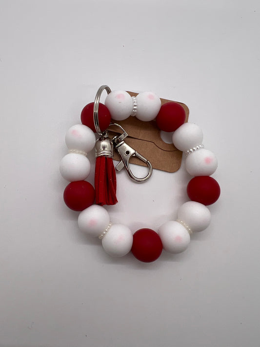 Burgundy and White Wristlet