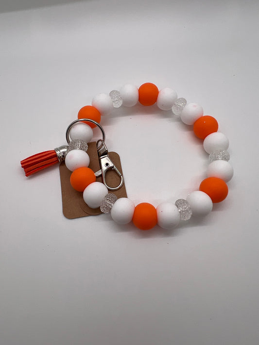 Orange and White Wristlet